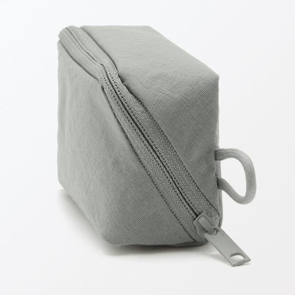 NEW MUJI Wrinkle Nylon Wide Opening Pouch Gray Small Organizer JAPAN - Picture 4 of 10